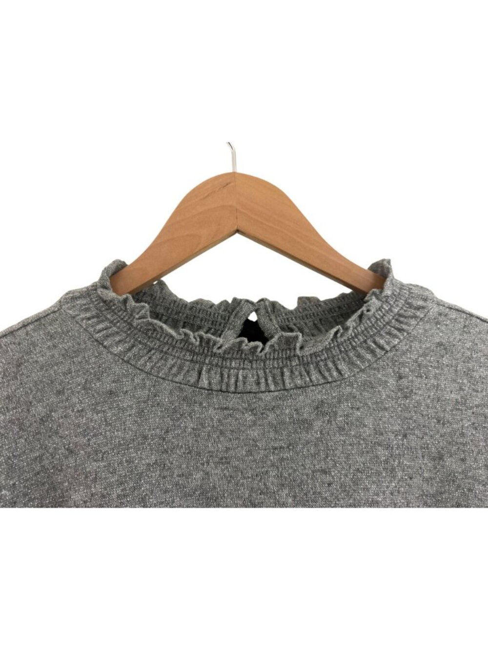 Talbots Tie Back Smocked Top Gray‎ Silver Shimmer Metallic Knit Size XL Shirt - Picture 4 of 10